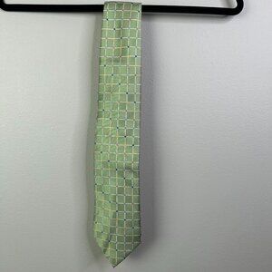 RBM Collection Men's Green Squared Design 100% Silk Tie - NWT